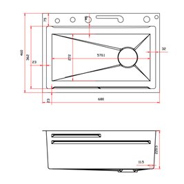 Zlewozmywak kuchenny stalowy jednokomorowy złoty ARGOS 68X46 ASI 304