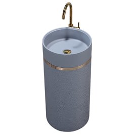 Umywalka wolnostojąca ceramiczna okrągła szara 86x40 cm SCOT1-GR-WOF-860