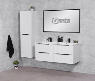 Szafka łazienkowa wisząca frezowana z umywalką 120 cm 46/4 Sydney kolor biały