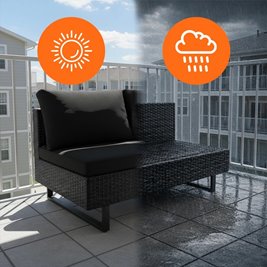 Zestaw mebli ogrodowych z technorattanu narożnik tarasowy Lime czarny zdjęcie 17