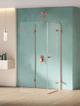 Miedziana kabina przyścienna z bocznym wejściem 90x100 EXK-6512 Eventa Copper Shine New Trendy