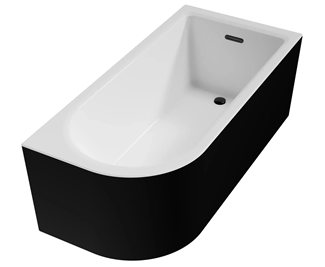 Czarno-biała matowa wanna wolnostojąca przyścienna Jollin A-Line Black&White Besco 160 cm Prawa