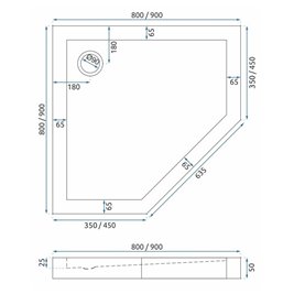 Czarny brodzik pięciokątny 90x90 Diamond Rea zdjęcie 9