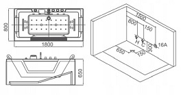 Wanna z hydromasażem 180x80 Carina 938 Hydrosan