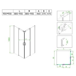 Kabina prysznicowa 90x90 kwadratowa drzwi rozsuwane ZBD-9063