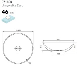 Umywalka Zero 46 cm Cerastyle