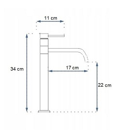 Bateria umywalkowa srebrna, wysoka Lugano Slim Rea