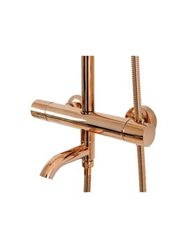 Miedziany zestaw prysznicowy z termostatem i wylewką Lungo Rea