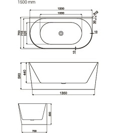 Wanna przyścienna akrylowa 150 cm BT501-15 Bravat