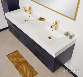 Szafka wisząca z podwójną umywalką granatowy mat 160 cm Belli Gold Gante