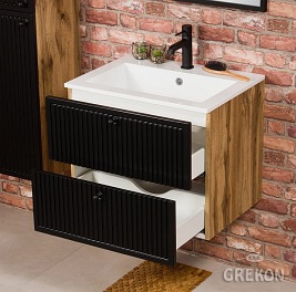 Szafka łazienkowa z umywalką kolor czarny mat wisząca 60 cm Argento Gante