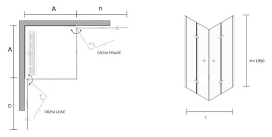 Kabina prysznicowa drzwi składane 90x90 cm BK122FT09 Foldex Clean Glass