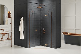 Miedziana kabina pięciokątna 90x90 prawa EXK-3821 Avexa New Trendy Copper Brushed