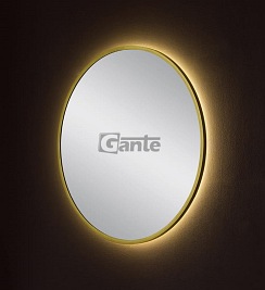 Lustro łazienkowe okrągłe 80 cm złota rama z oświetleniem LED