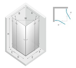 Złota szczotkowana kabina prysznicowa podwójne drzwi 80x80 EXK-1776 Avexa Gold Brushed New Trendy