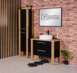 Stojąca szafka łazienkowa 100 cm czarny mat z białą umywalką Cortez Gante