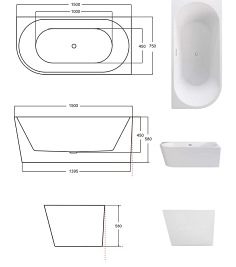 Wanna przyścienna narożna prawa korek klik-klak chrom 150 cm Zoya Besco