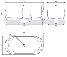 Omnires Ovo M+ Wanna wolnostojąca midnight blue 160x75 cm OVOWWMB