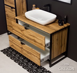 Szafka z białą umywalką styl loftowy 100 cm seria New York