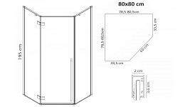 Czarna kabina prysznicowa pięciokątna 80x80 Diamond Rea