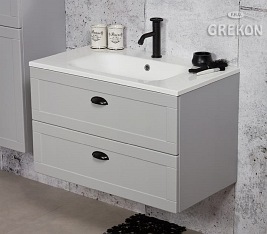 Szafka łazienkowa szara wisząca z umywalką 80/45 Grend