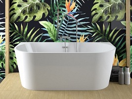 Wanna przyścienna 150 cm korek klik-klak chrom Vica Besco