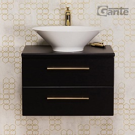 Szafka łazienkowa wisząca 60 cm czarny mat z umywalką nablatową Belli Gold Gante