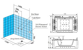 Dwuosobowa wanna z hydromasażem 192x131 Zefir Hydrosan