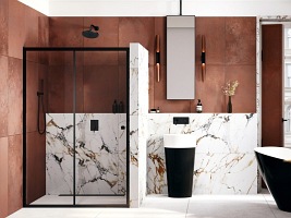 Czarne drzwi prysznicowe przesuwne 100 cm Duo Slide Black Besco