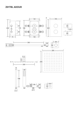 Podtynkowy zestaw prysznicowy termostat kolor czarny Adour Z01TBL Corsan