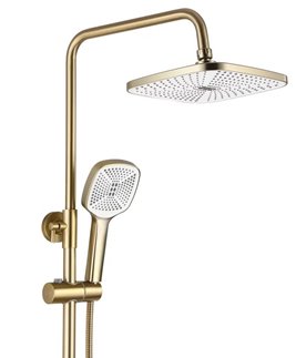 Złoty szczotkowany zestaw prysznicowy z wylewką Argus Rea Gold Brush