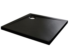Czarny brodzik struktura kamienna 90x90 Cezar Kerra