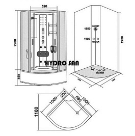 Kabina prysznicowa z hydromasażem Lima 9911 100x100