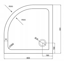 Brodzik prysznicowy półokrągły 80x80 cm BVTSL80/5.5 Bravat