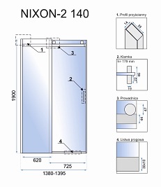 Drzwi prysznicowe Nixon Rea 140 cm Prawe