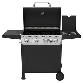 Grill gazowy APOLLO-C kolor czarny ruszt żeliwny moc 14,5 kW + pokrowiec + palnik boczny