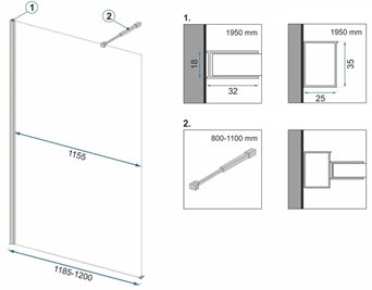 Złota ścianka prysznicowa z półką i wieszakiem 120 cm Aero Gold Evo Rea