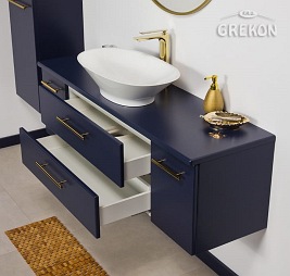 Szafka wisząca z umywalką nablatową 140/39 cm Belli Gold Gante