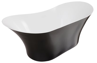 Czarno-biała wanna wolnostojąca 170 cm korek klik-klak biały Amber Besco #WAS-170BABBB