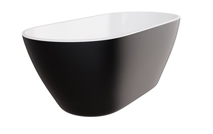 Moya B&W Besco mat czarno biała wanna wolnostojąca 160 cm korek klik-klak czyszczony od góry chrom WMMC-160MKC
