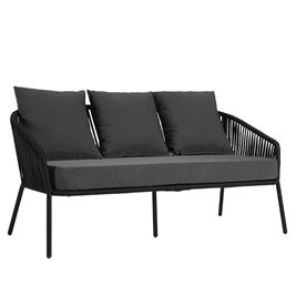 Zestaw mebli ogrodowych metalowych stół, sofa oraz fotele Sierra kolor czarny