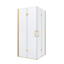 Złota szczotkowana kabina prysznicowa kwadratowa drzwi składane 80x80 ZES-KZ08B-GL-BR-80