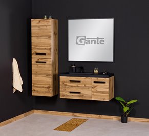 Szafka wisząca z czarną matową umywalką 90 cm kolor dąb naturalny 39/2 seria Fokus Loft Gante
