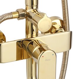 Złoty zestaw prysznicowy z wylewką Bloom Rea Gold