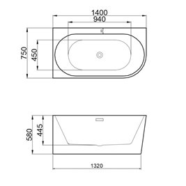 Wanna przyścienna narożna lewa 140 cm Mera Hydrosan
