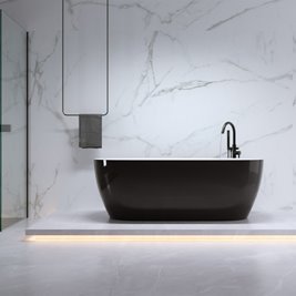Wanna wolnostojąca czarno-biała czarny korek oraz przelew 150 cm Cesana Hydrosan
