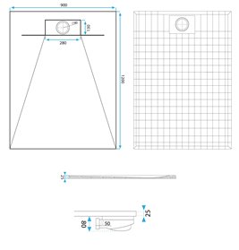 Brodzik prostokątny czarny struktura kamienia smc 120x90 Bazalt Black Rea