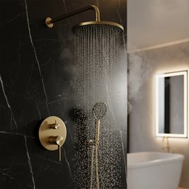 Złoto szczotkowane zestaw prysznicowy podtynkowy box Foster Rea