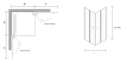 Kabina prysznicowa drzwi składane 80x80 cm BK122FT08 Foldex Clean Glass