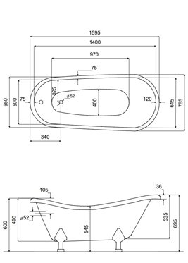 Wanna wolnostojąca 160 nogi czarne Otylia Besco WKO-160W+CZ